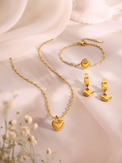 Demi Fine 18k Gold Plated Stainless Steel Heart Motif Combo Set