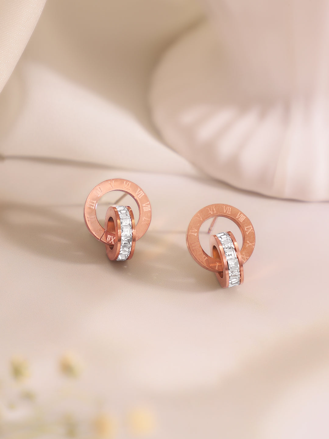 Demi Fine 18k Rose Gold Plated Stainless Steel Interlocked Design Combo Set