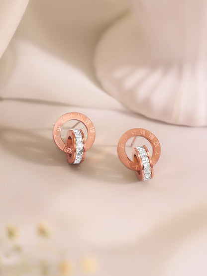 Demi Fine 18k Rose Gold Plated Stainless Steel Interlocked Design Combo Set
