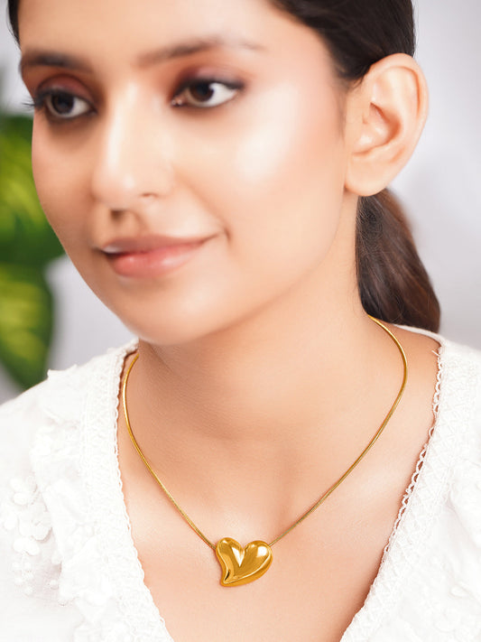 Demi Fine 18K Gold Plated Stainless steel Overlap Heart Pendant Chain Necklace