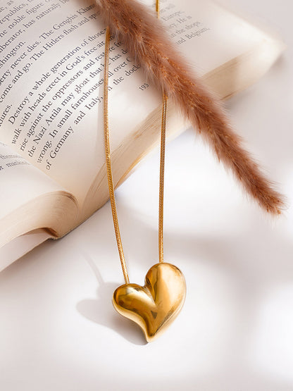 Demi Fine 18K Gold Plated Stainless steel Overlap Heart Pendant Chain Necklace