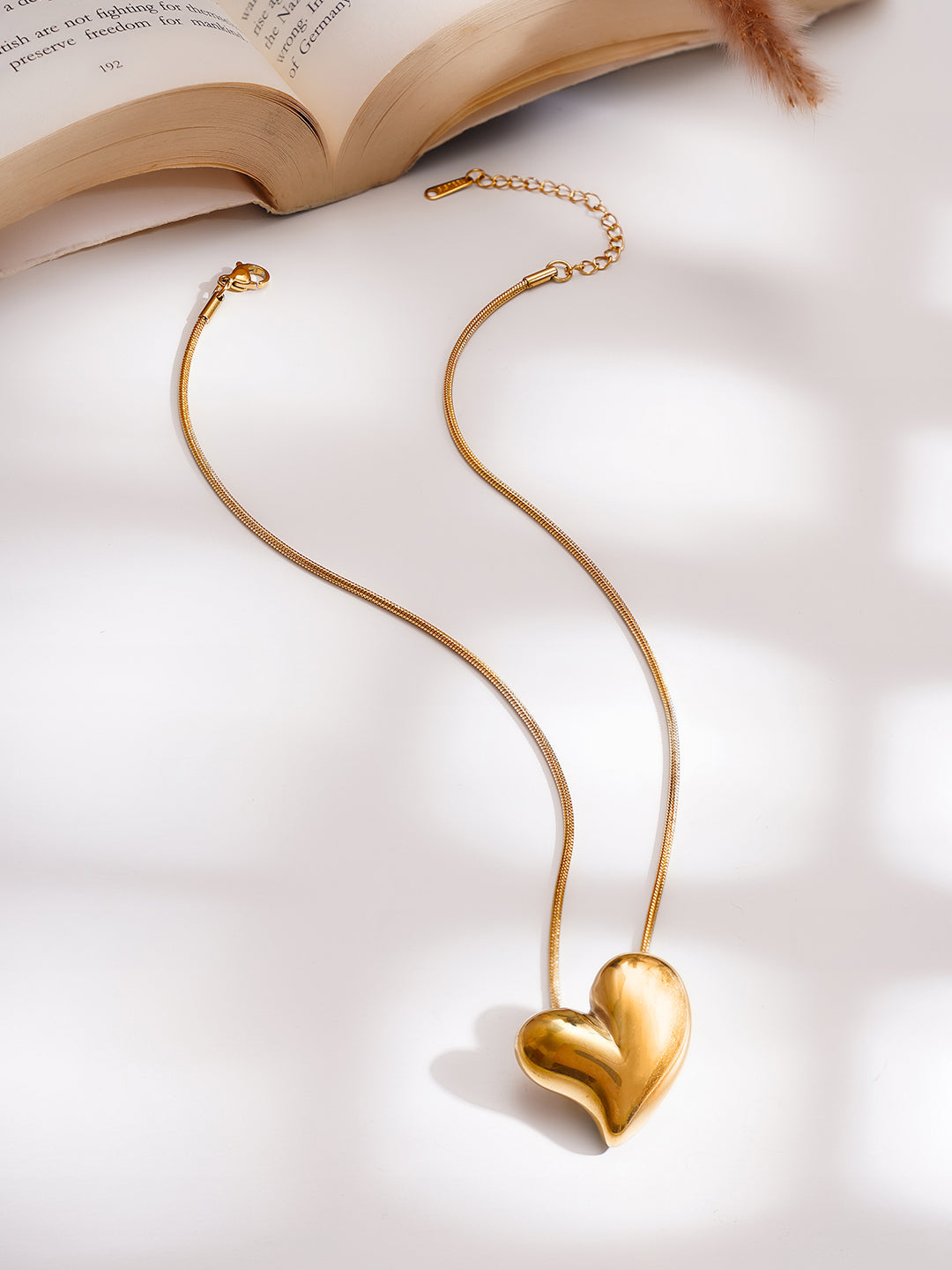 Demi Fine 18K Gold Plated Stainless steel Overlap Heart Pendant Chain Necklace