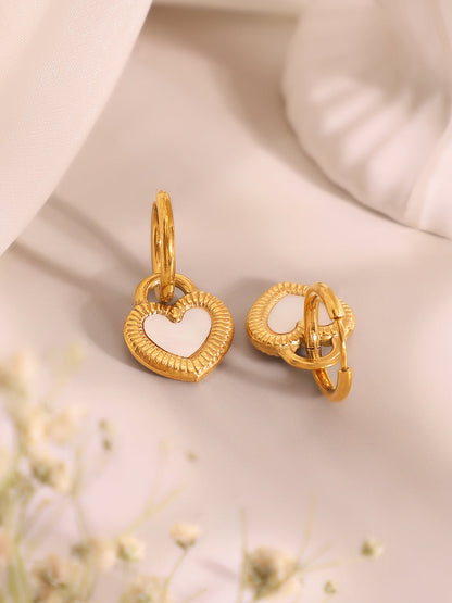 Demi Fine 18k Gold Plated Stainless Steel Reversible Black Heart Pendant Necklace Set