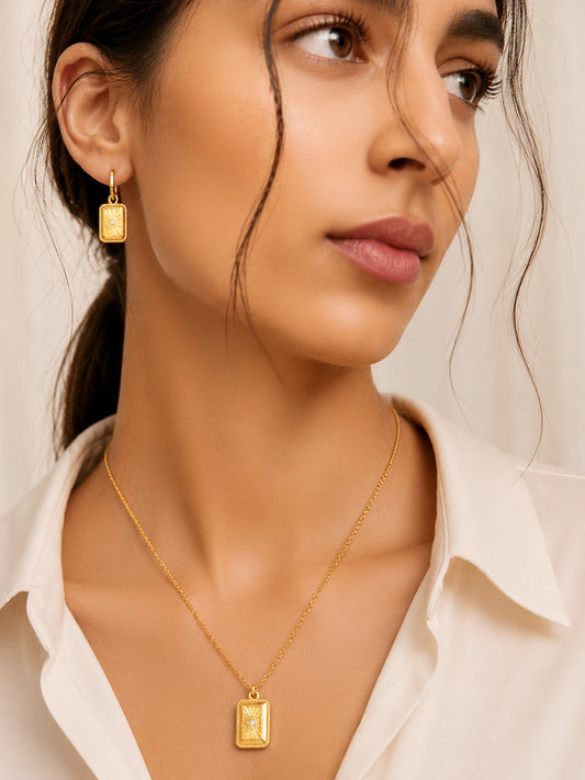 Demi Fine 18k Gold Plated Stainless Steel Geometric Pendant Set