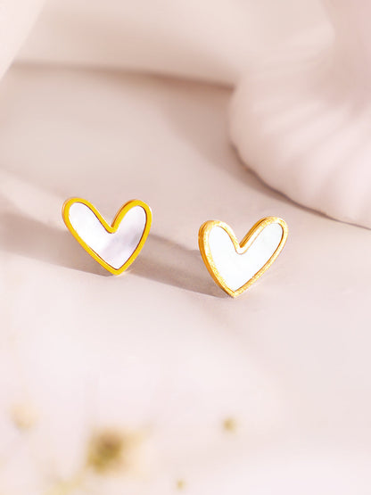 Demi Fine 18k Gold Plated Stainless Steel White Heart Pendant Set