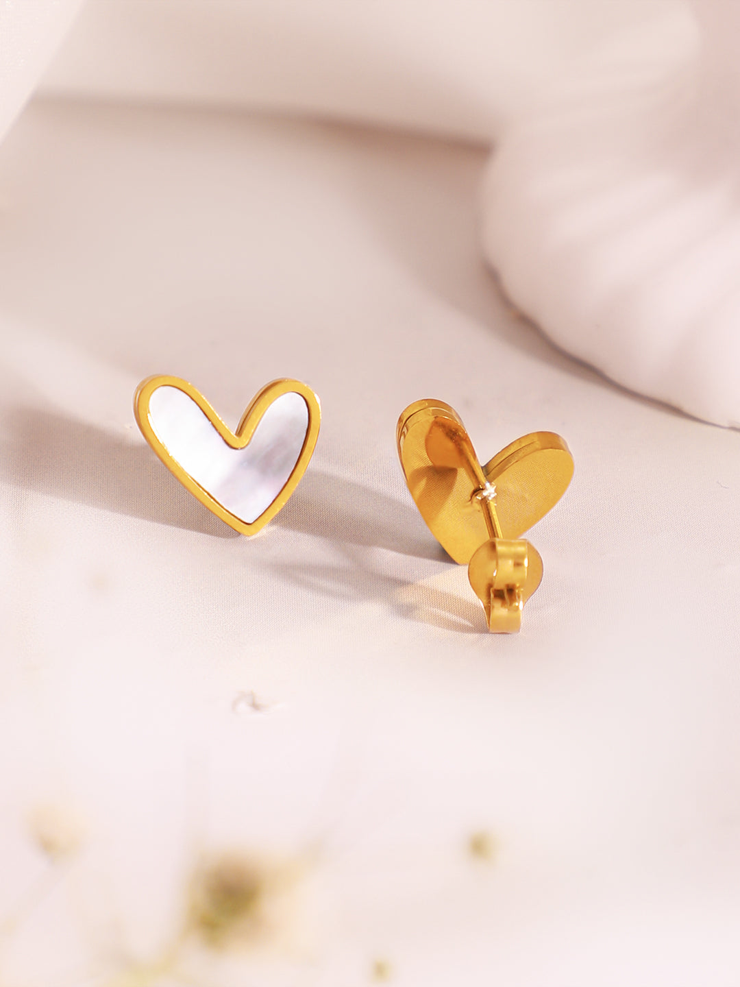 Demi Fine 18k Gold Plated Stainless Steel White Heart Pendant Set