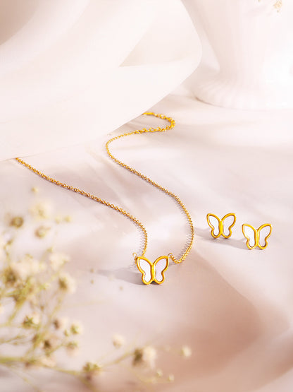 Demi Fine 18k Gold Plated Stainless Steel Butterfly Pendant Set
