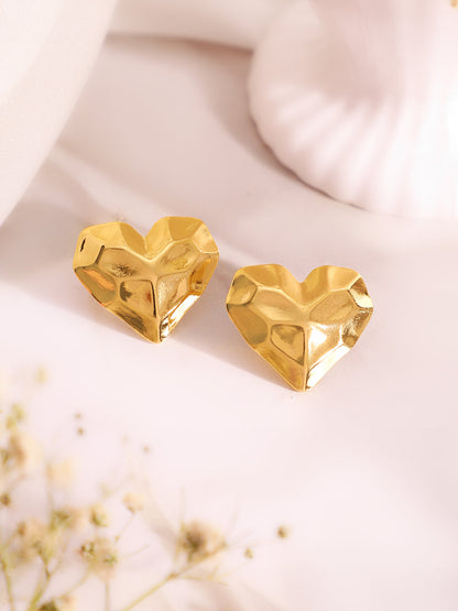 Demi Fine 18k Gold Plated Stainless Steel Textured Heart Pendant Set