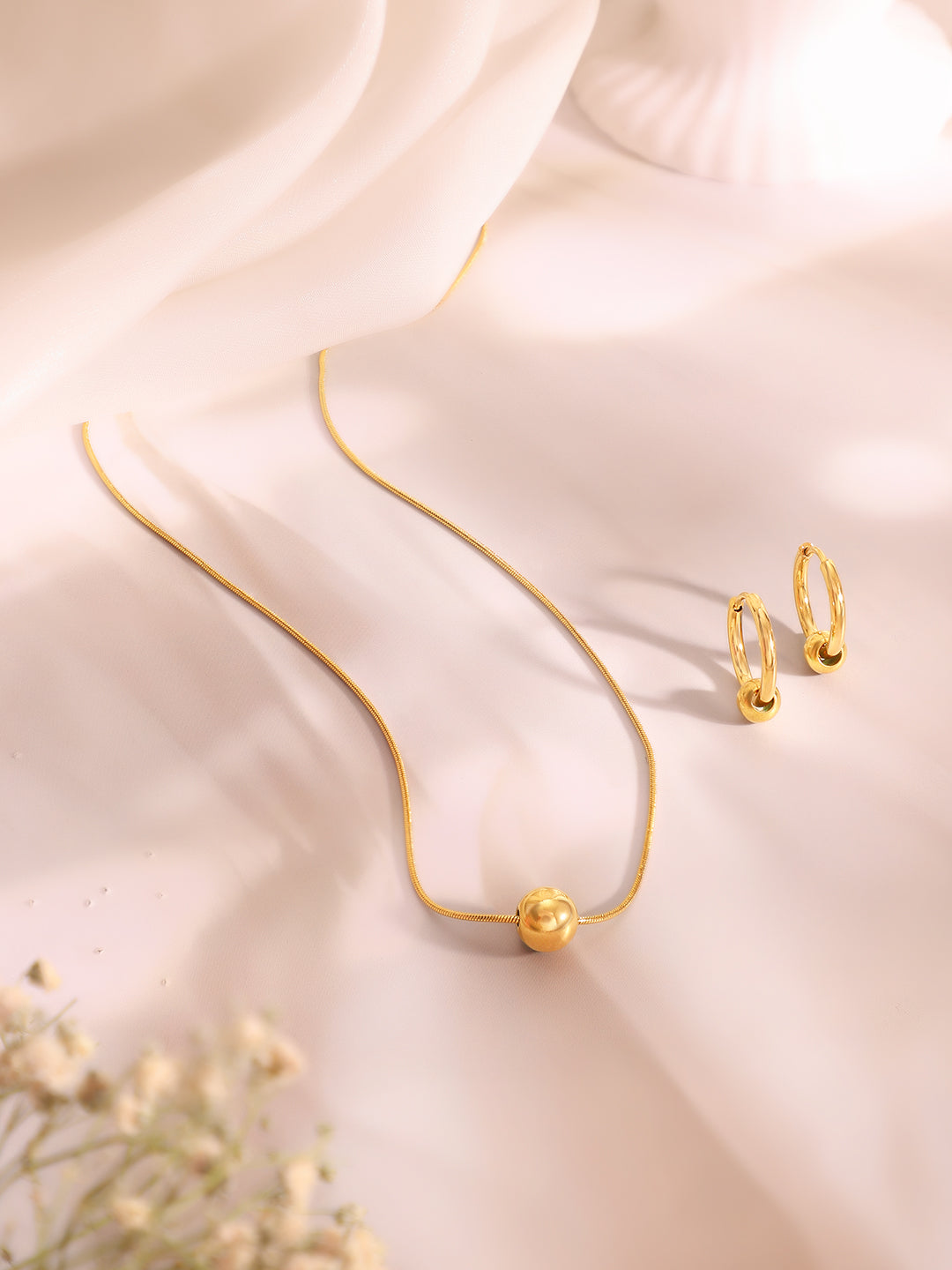 Demi Fine 18k Gold Plated Stainless Steel Ball Pendant  Set