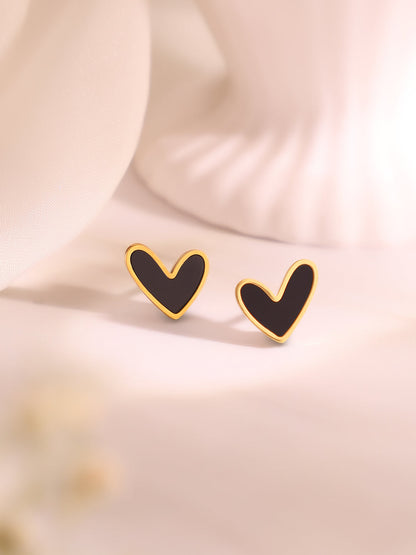 Demi Fine 18K Gold Plated Stainless Steel Black Heart Pendant Set