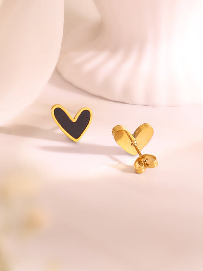 Demi Fine 18K Gold Plated Stainless Steel Black Heart Pendant Set