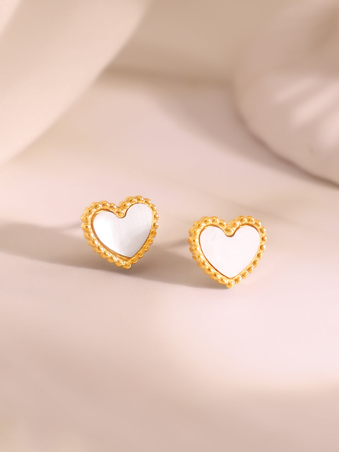 Demi Fine 18K Gold Plated Stainless Steel White Heart Pendant Set