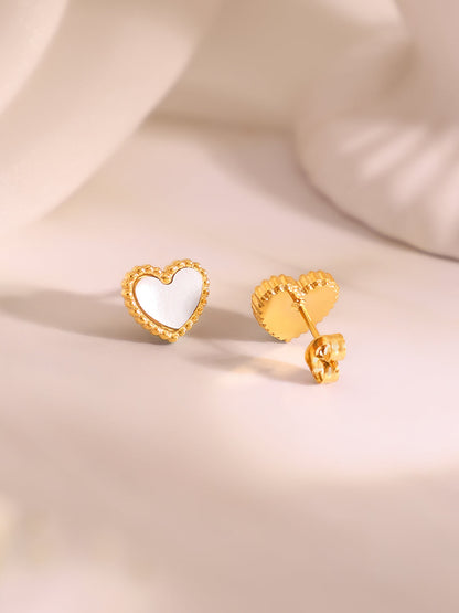 Demi Fine 18K Gold Plated Stainless Steel White Heart Pendant Set