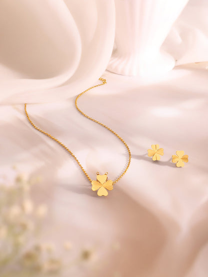 Demi Fine 18K Gold Plated Stainless Steel Floral Pendant Set