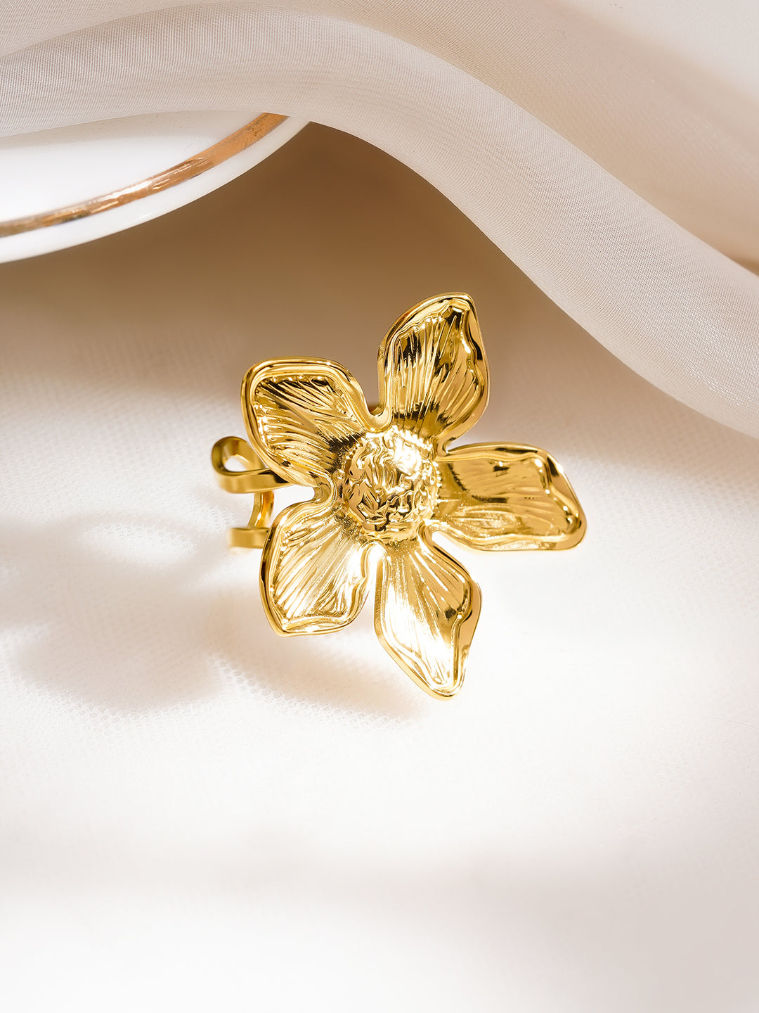 Demi Fine 18K Gold Plated Stainless Steel Floral Statement Ring
