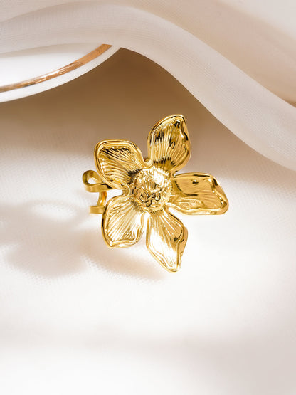 Demi Fine 18K Gold Plated Stainless Steel Floral Statement Ring