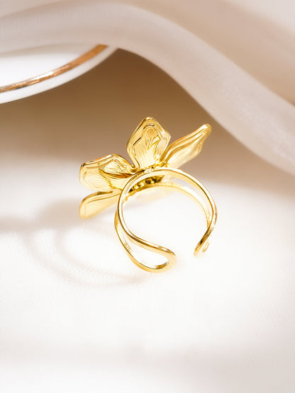 Demi Fine 18K Gold Plated Stainless Steel Floral Statement Ring