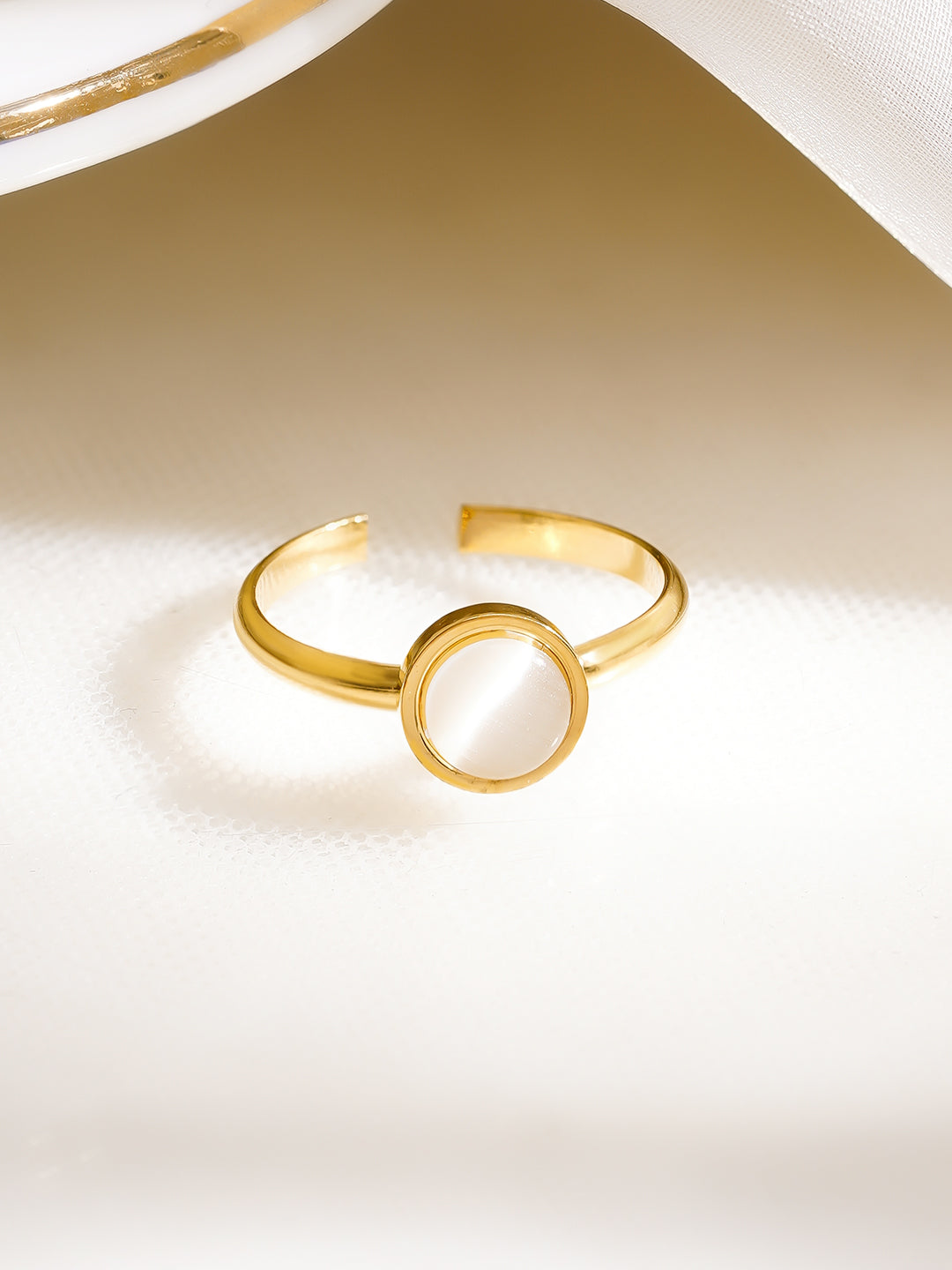 Demi Fine 18K Gold Plated Stainless Steel Mother of Pearl Open Ring