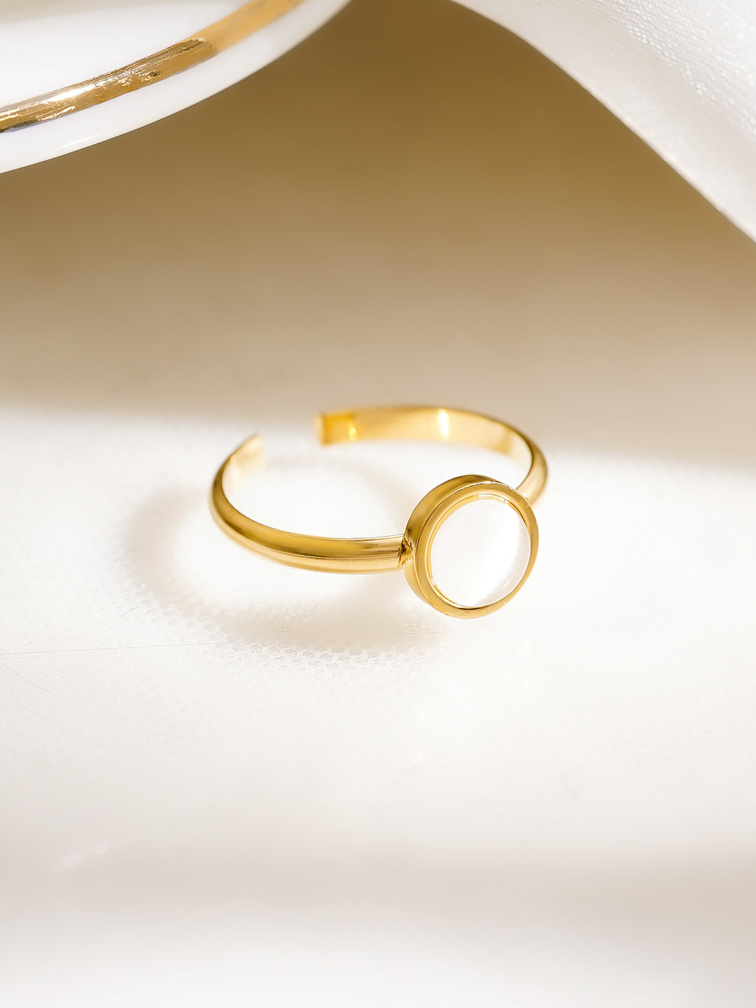 Demi Fine 18K Gold Plated Stainless Steel Mother of Pearl Open Ring