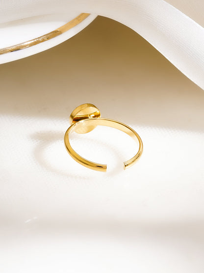Demi Fine 18K Gold Plated Stainless Steel Mother of Pearl Open Ring