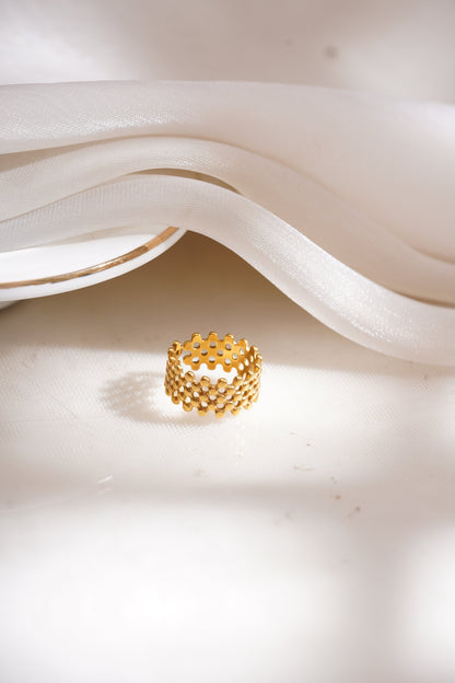 Demi Fine 18K Gold Plated Stainless Steel Honeycomb Open Ring