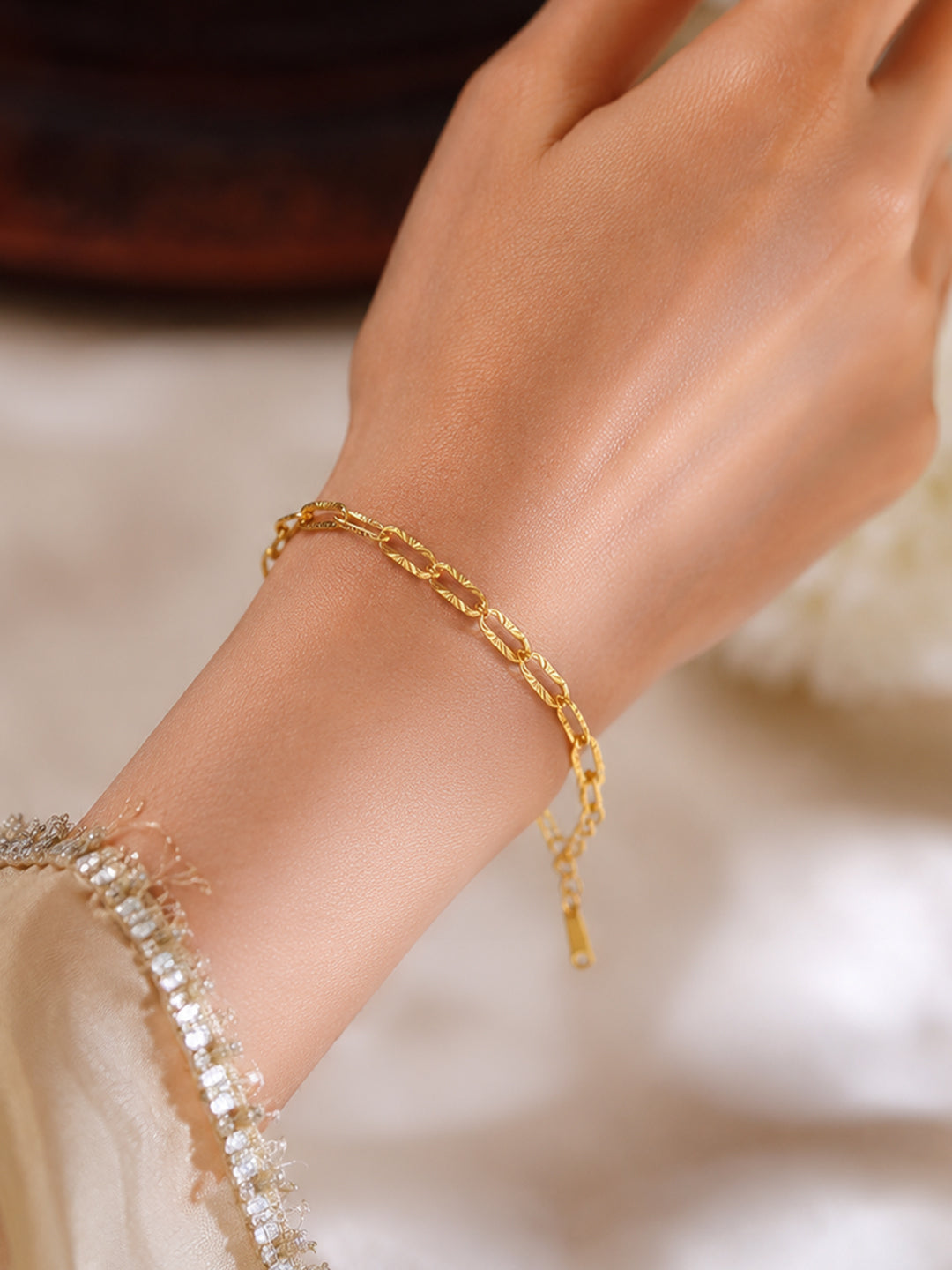 Demi Fine 18K Gold Plated Stainless steel Minimal Paperclip Chain Bracelet