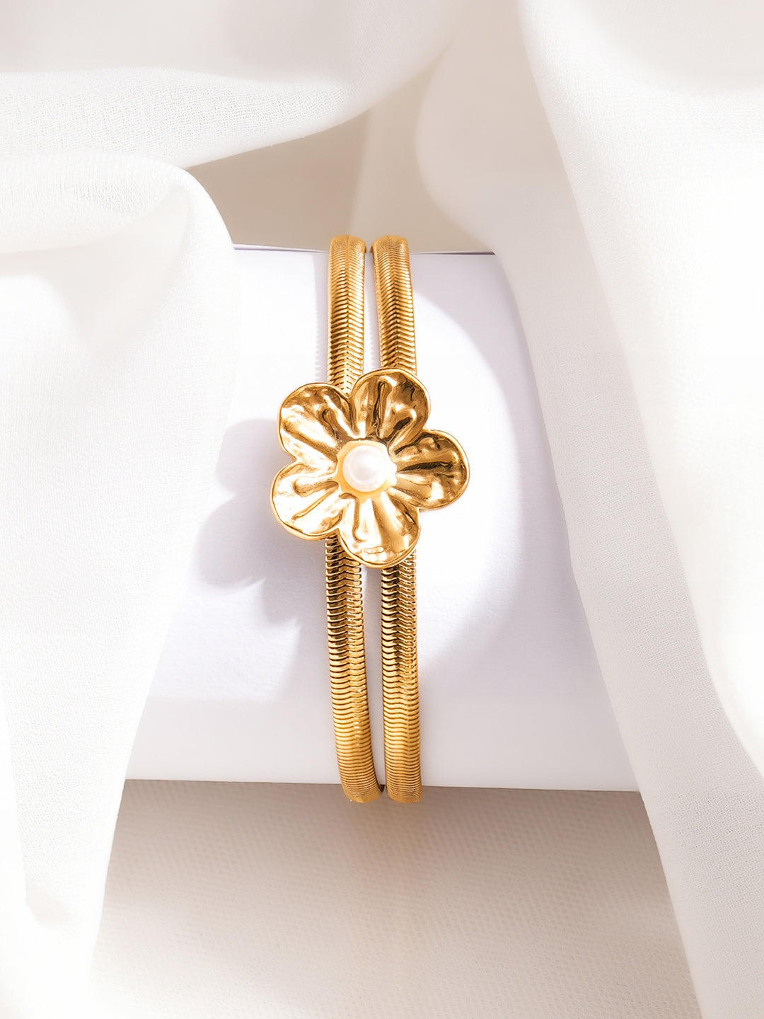 Demi Fine 18K Gold Plated Stainless Steel Floral Statement Bracelet
