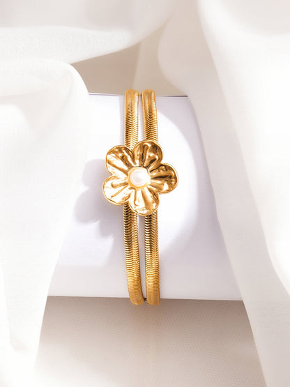 Demi Fine 18K Gold Plated Stainless Steel Floral Statement Bracelet