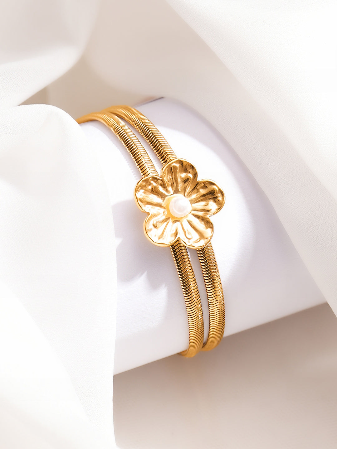 Demi Fine 18K Gold Plated Stainless Steel Floral Statement Bracelet