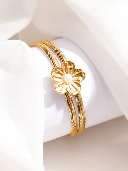 Demi Fine 18K Gold Plated Stainless Steel Floral Statement Bracelet