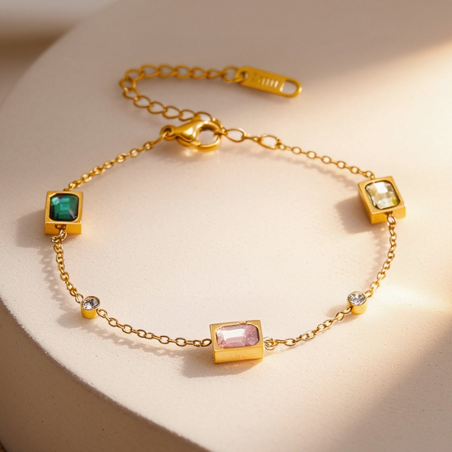 Demi Fine 18K Gold Plated Stainless Steel Multicolor Crystal Bracelet