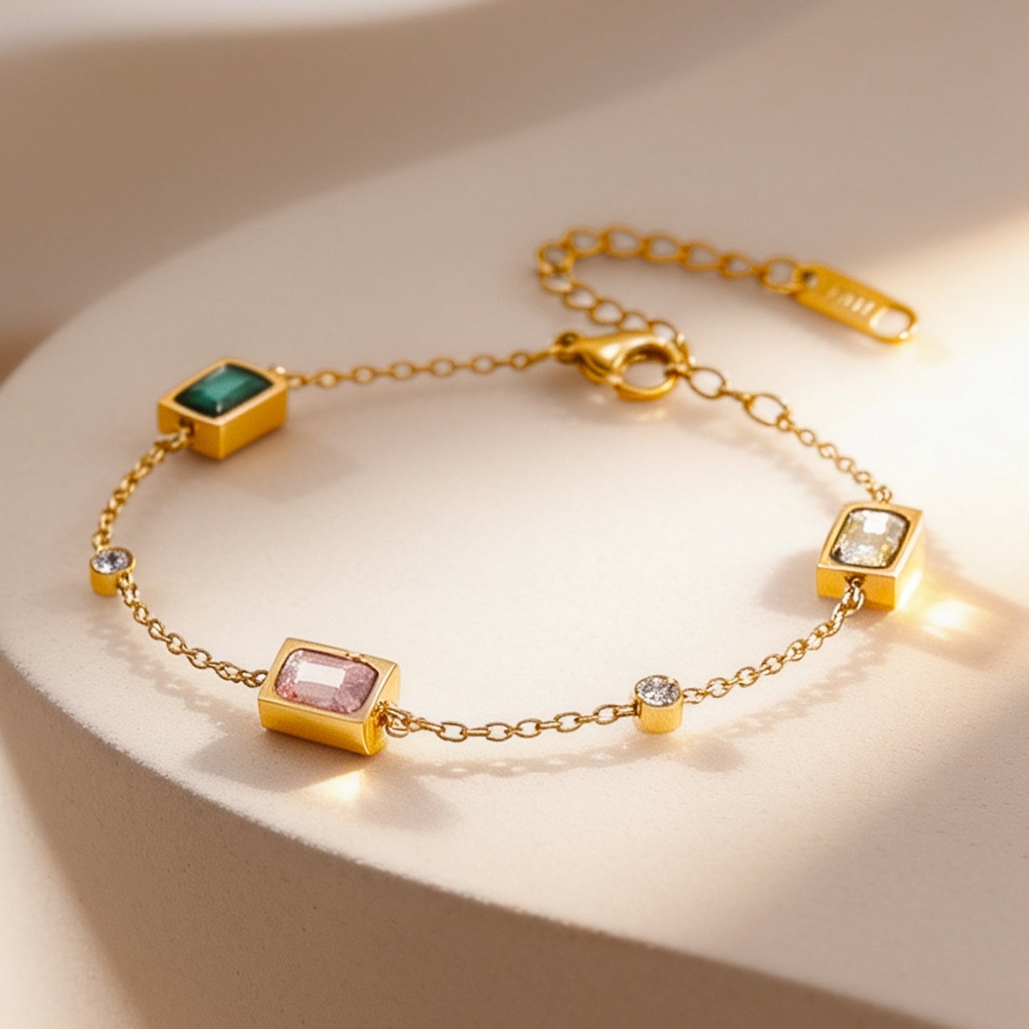 Demi Fine 18K Gold Plated Stainless Steel Multicolor Crystal Bracelet