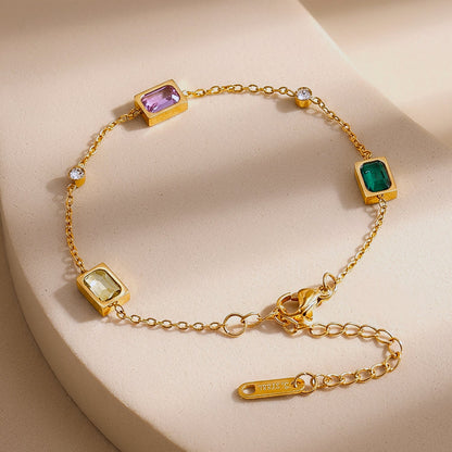 Demi Fine 18K Gold Plated Stainless Steel Multicolor Crystal Bracelet