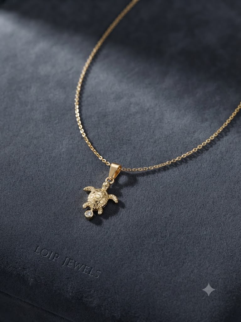 Gold Plated Turtle Pendant Necklace for Women