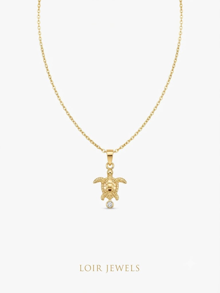 Gold Plated Turtle Pendant Necklace for Women