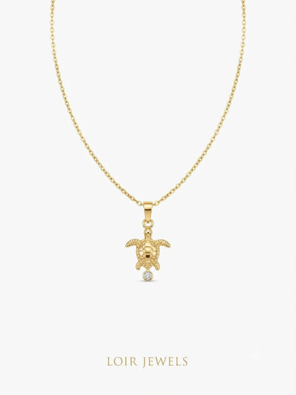 Gold Plated Turtle Pendant Necklace for Women