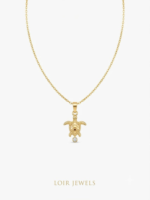 Gold Plated Turtle Pendant Necklace for Women