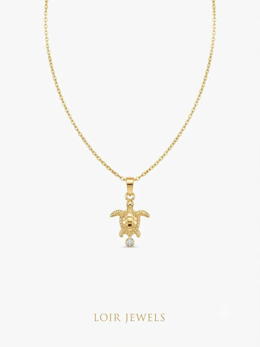 Gold Plated Turtle Pendant Necklace for Women