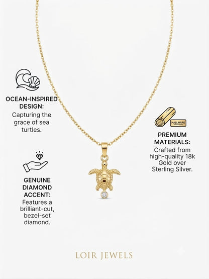 Gold Plated Turtle Pendant Necklace for Women