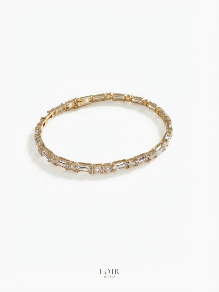 MIXED CUT EMERALD & ROUND DIAMOND TENNIS
BRACELET