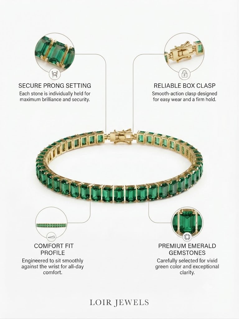 Green Baguette Tennis
Bracelet