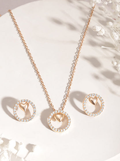 Heart Motif American Diamond Zirconia Necklace Set
