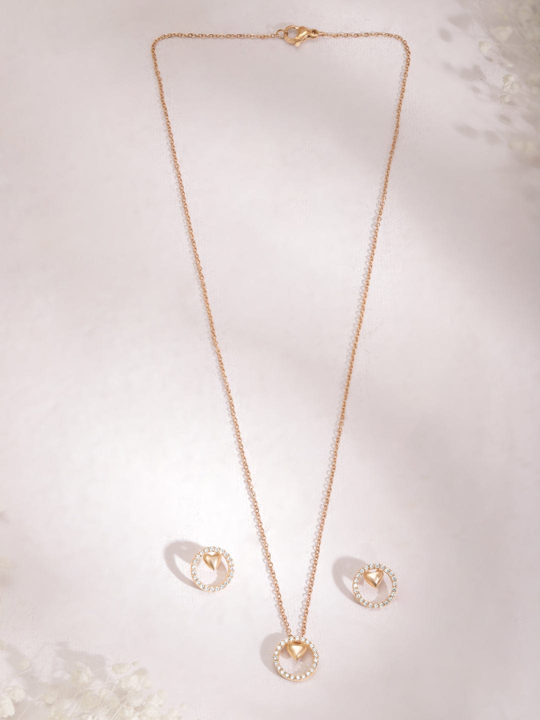 Heart Motif American Diamond Zirconia Necklace Set