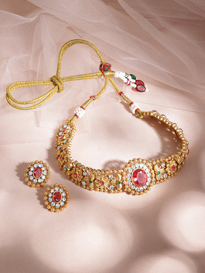 American Diamond Zirconia Green Choker Set