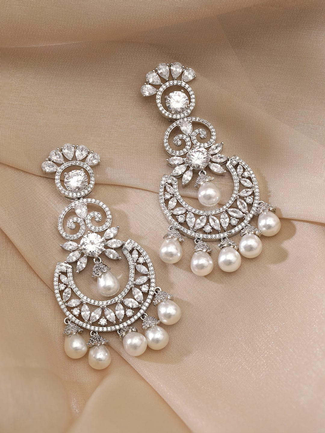 Opulent Red Pearl Dangler Earrings