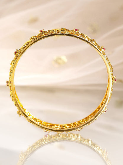 Rubans 2 Pieces 22KT Gold-Plated CZ Stone Studded Bangles