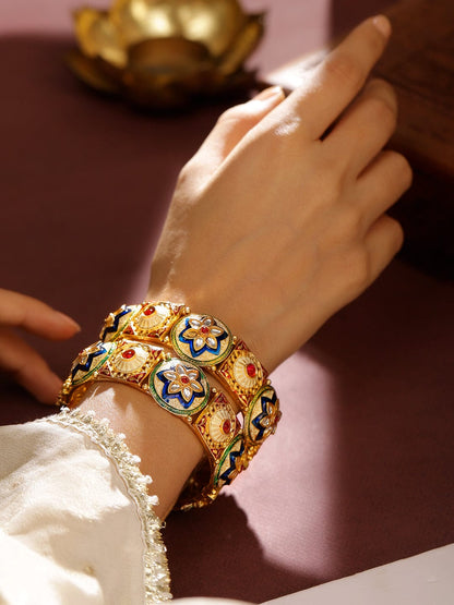 Golden Spark Multicolour Bangles