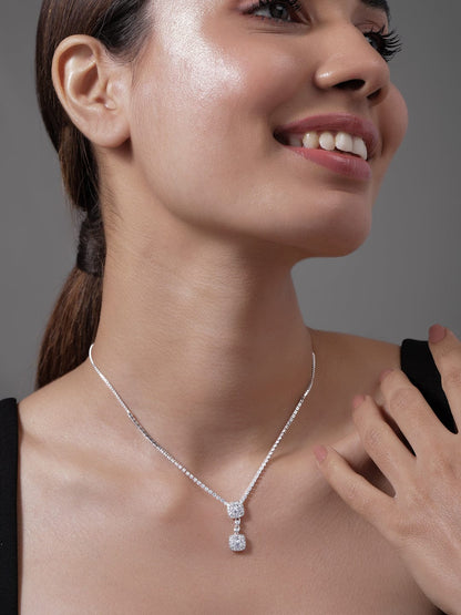 Elegant American Diamond Zirconia Studded Pendant Necklace