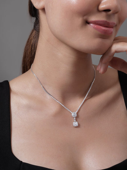 Elegant American Diamond Zirconia Studded Pendant Necklace