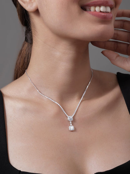 Elegant American Diamond Zirconia Studded Pendant Necklace